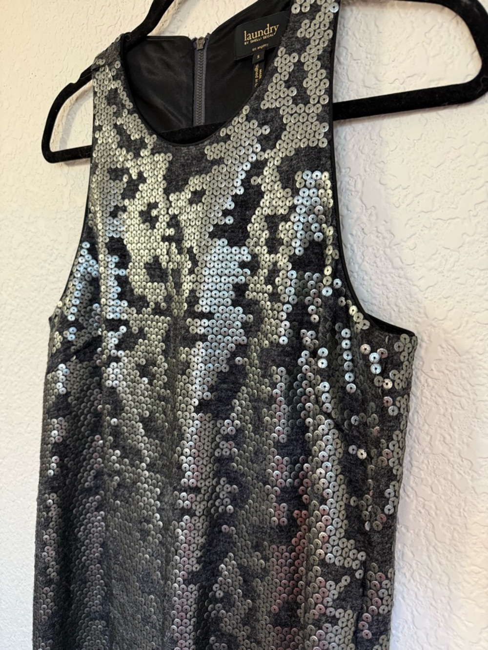 Laundry Shelli Segal Gunmetal Sequin Dress | Racerback | Glam | | Small - Picture 3 of 11